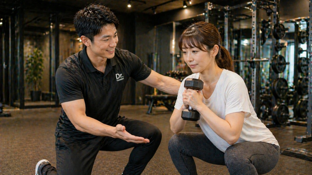 Dr.トレーニング横浜で女性会員を指導するトレーナー