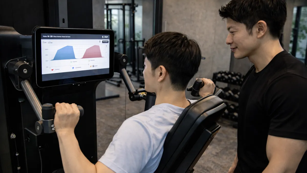 エクササイズコーチのAIトレーニングマシンを使ったトレーニング