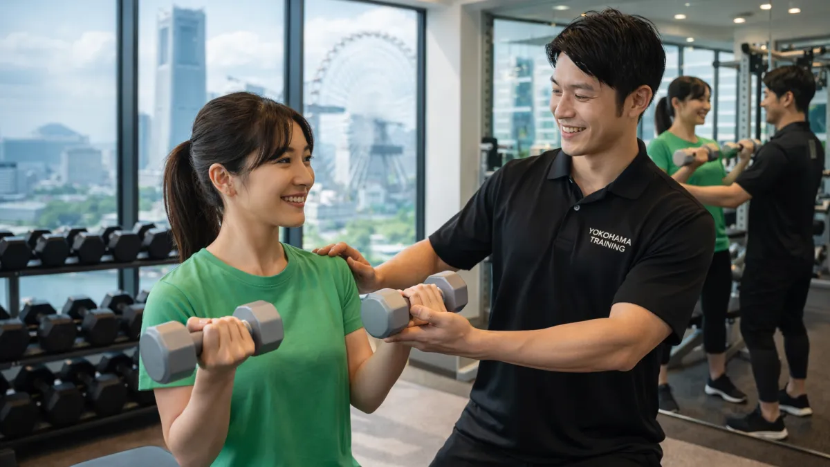 横浜 パーソナルジム ダンベルトレーニング 女性 指導