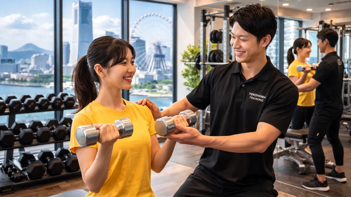 横浜 パーソナルジム ダンベルトレーニング 女性 指導
