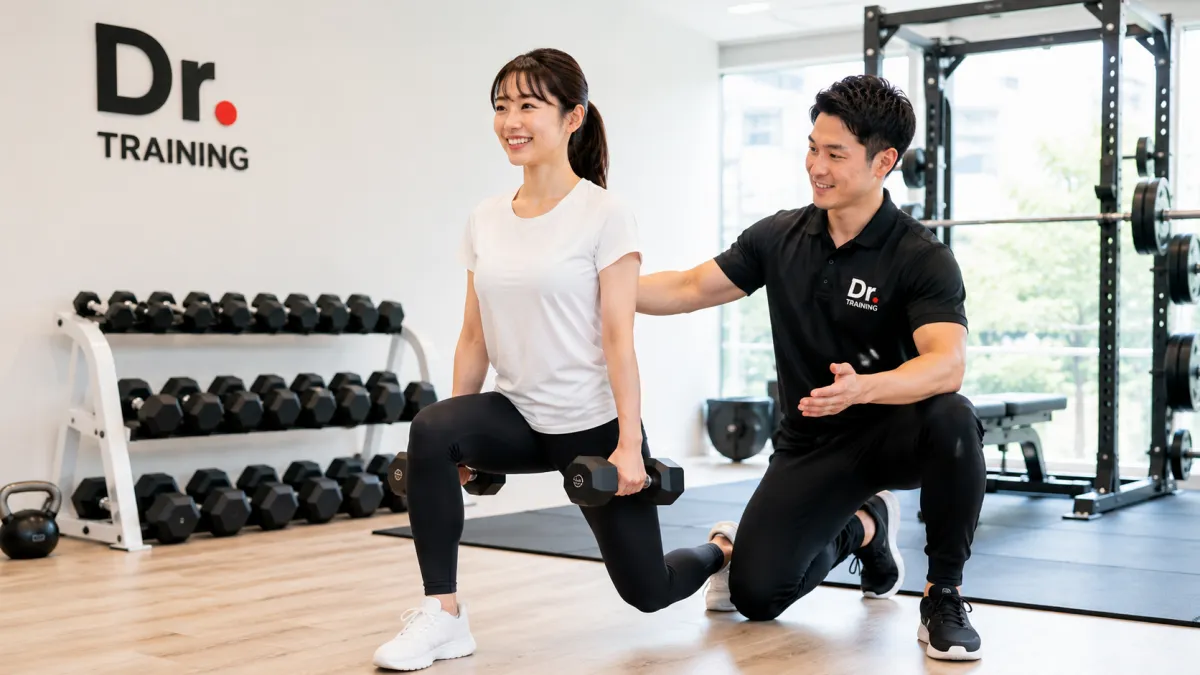 Dr.トレーニング横浜でトレーナーの指導を受ける女性会員
